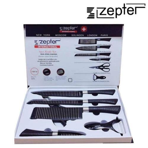 Zepter 6 Pieces Knife Set- Stainless Steel-With Strong Non-Stick Coating -Unique Design